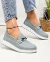 Pantofi casual dama piele naturala gri cu inchidere slip-on si cusaturi frontale T-5942 1