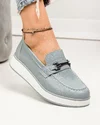 Pantofi casual dama piele naturala gri cu inchidere slip-on si cusaturi frontale T-5942 2