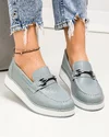 Pantofi casual dama piele naturala gri cu inchidere slip-on si cusaturi frontale T-5942 3
