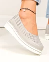 Pantofi casual dama piele naturala gri cu inchidere slip-on VK-F001-504 2