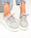 Pantofi casual dama piele naturala gri cu model lucios T7019 4