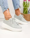 Pantofi casual dama piele naturala gri cu talpa alba captusiti F001-872 4