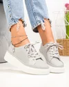 Pantofi casual dama piele naturala gri cu talpa alba JY3285 5