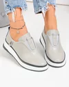 Pantofi casual dama piele naturala gri cu talpa flexibila JY-5671 3