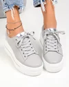 Pantofi casual dama piele naturala gri cu talpa groasa F002-437 3