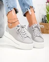 Pantofi casual dama piele naturala gri cu talpa groasa F002-437 5