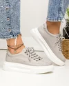 Pantofi casual dama piele naturala gri cu talpa groasa T-5970 4
