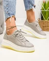 Pantofi casual dama piele naturala gri cu talpa stratificata F002-286 2