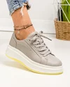 Pantofi casual dama piele naturala gri cu talpa stratificata F002-286 3