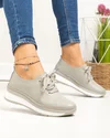 Pantofi casual dama piele naturala gri cu varf rotund T-9001 1