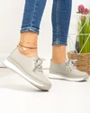 Pantofi casual dama piele naturala gri cu varf rotund T-9001 5