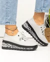 Pantofi casual dama piele naturala gri deschis cu negru si varf rotund JY5096 1