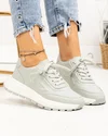 Pantofi casual dama piele naturala gri deschis cu talpa usor flexibila si inchidere sireturi F001-751 3