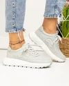 Pantofi casual dama piele naturala gri deschis cu talpa usor flexibila si inchidere sireturi F001-751 4