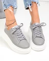 Pantofi casual dama piele naturala gri inchis cu argintiu si talpa groasa F002-389 3