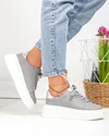 Pantofi casual dama piele naturala gri inchis cu argintiu si talpa groasa F002-389 6