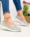 Pantofi casual dama piele naturala gri perforati cu inchidere slip-on JY3952 2