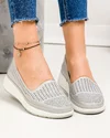 Pantofi casual dama piele naturala gri perforati cu inchidere slip-on JY3952 3