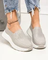 Pantofi casual dama piele naturala gri perforati cu insertii elastice in lateral si inchidere slip-on JY3921 3