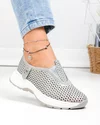 Pantofi casual dama piele naturala gri perforati cu talpa flexibila T6041 3