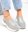 Pantofi casual dama piele naturala gri perforati cu talpa flexibila T6041 4