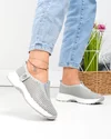 Pantofi casual dama piele naturala gri perforati cu talpa flexibila T6041 5