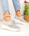 Pantofi casual dama piele naturala gri perforati partial si cusatura decorativa in varf JY3882 2