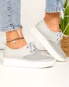 Pantofi casual dama piele naturala gri perforati partial si cusatura decorativa in varf JY3882 4
