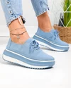 Pantofi casual dama piele naturala intoarsa albastri cu inchidere sireturi T6055 4