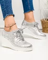 Pantofi casual dama piele naturala intoarsa argintii cu platforma F002-273 2