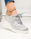 Pantofi casual dama piele naturala intoarsa argintii cu platforma F002-273 3