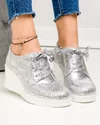Pantofi casual dama piele naturala intoarsa argintii cu platforma F002-273 4