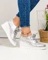 Pantofi casual dama piele naturala intoarsa argintii cu platforma F002-273 1