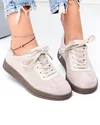 Pantofi casual dama piele naturala intoarsa bej cu talpa bej F001-969 1