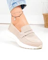 Pantofi casual dama piele naturala intoarsa bej cu talpa flexibila T-2810 2