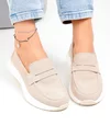 Pantofi casual dama piele naturala intoarsa bej cu talpa flexibila T-2810 3