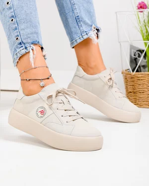 Pantofi casual dama piele naturala intoarsa bej cu varf rotund F001-879