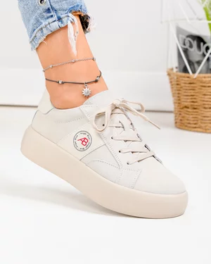 Incaltaminte Dama - Pantofi casual dama piele naturala intoarsa bej cu varf rotund F001-879
