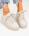 Pantofi casual dama piele naturala intoarsa bej cu varf rotund F001-879 3