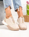 Pantofi casual dama piele naturala intoarsa bej cu varf rotund si inchidere slip-on JY6592-1 5