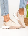 Pantofi casual dama piele naturala intoarsa bej cu varf rotund si inchidere slip-on JY6592-1 2