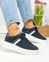 Pantofi casual dama piele naturala intoarsa bleumarin cu talpa alba F001-729 3