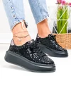 Pantofi casual dama piele naturala intoarsa cu imprimeu lucios si inchidere sireturi F002-426A 4