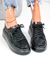 Pantofi casual dama piele naturala intoarsa cu imprimeu lucios si inchidere sireturi F002-426A 3