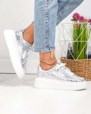 Pantofi casual dama piele naturala intoarsa cu model neregulat lucios F002-426A