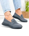 Pantofi casual dama piele naturala intoarsa gri inchis cu talpa flexibila T-2810 1