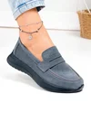 Pantofi casual dama piele naturala intoarsa gri inchis cu talpa flexibila T-2810 2