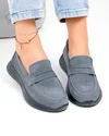 Pantofi casual dama piele naturala intoarsa gri inchis cu talpa flexibila T-2810 3