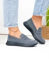 Pantofi casual dama piele naturala intoarsa gri inchis cu talpa flexibila T-2810 4
