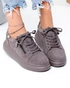 Pantofi casual dama piele naturala intoarsa gri inchis cu varf rotund F002-651 4